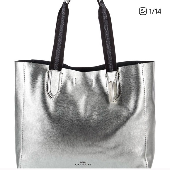 Coach silver metallic leather tote bag - Picture 10 of 10